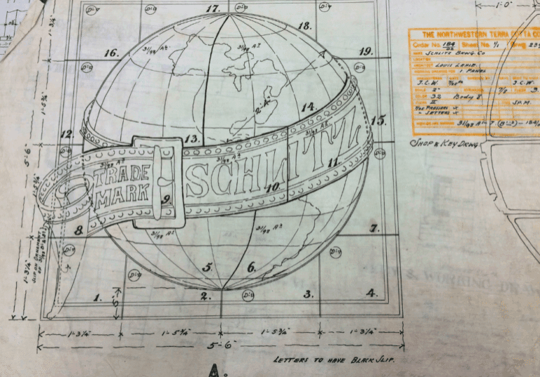 Architectural drawing of a terra cotta design element.